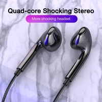Czterordzeniowe słuchawki przewodowe 3.5mm sportowe słuchawki douszne z basem słuchawki do telefonu komórkowego drut zestaw słuchawkowy Stereo Mic słuchawki do muzyki 2